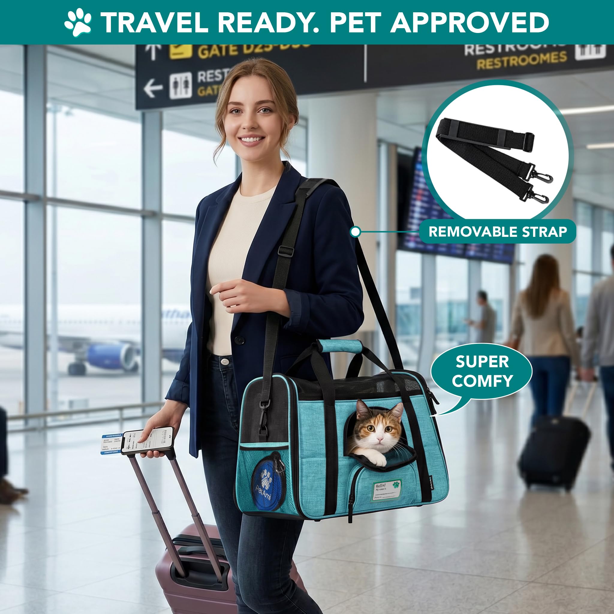 Amazon.com : PetAmi Airline Approved Pet Carrier for Cats Small